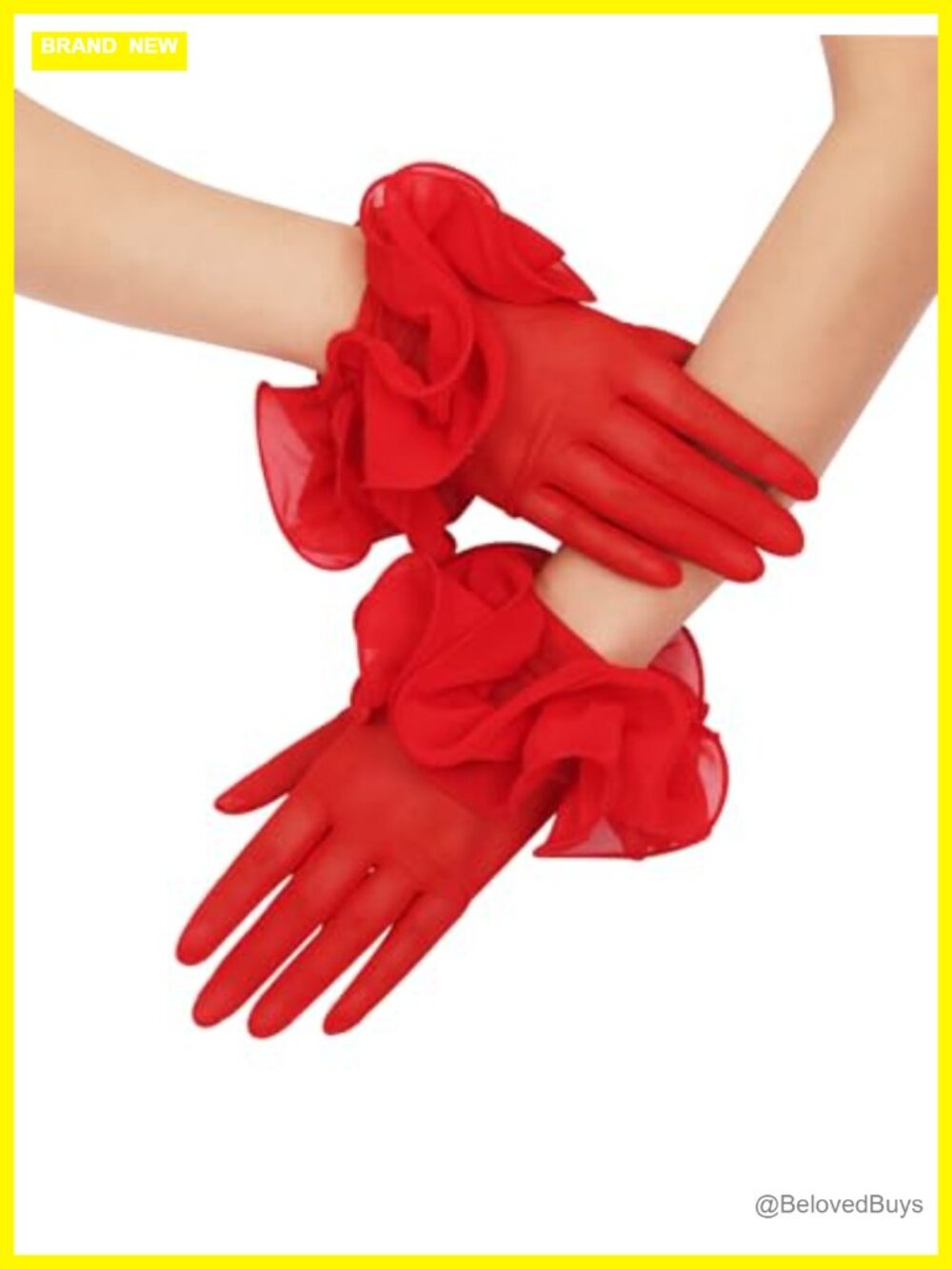 Sheer Ruffle Gloves Short Lace Tea Party Gloves